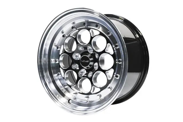 Vms Wheels Revolver 13X9 4X100/114.3 +0 Offset Black Milling Polished Lip Chrome Rivet Offsets - Vwre006 1