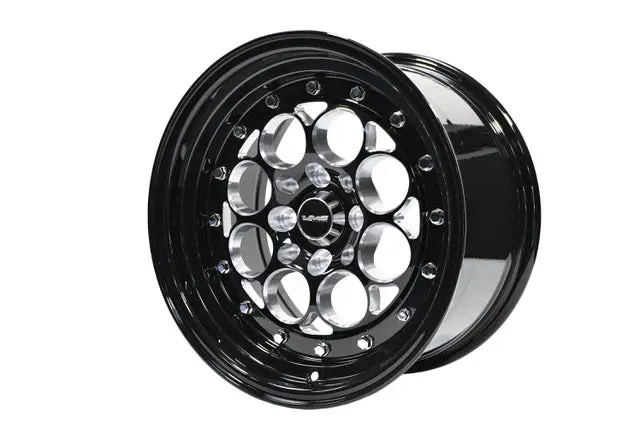 Vms Wheels Revolver 15X8 4X100/114.3 +20 Offset Black Milling Black Lip Chrome Rivoffsets - Vwre002 1