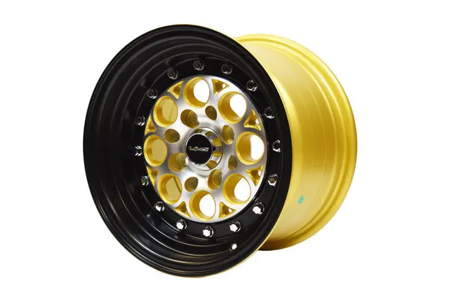 Vms Wheels Revolver 13X8 4X100/114.3 +20 Offset Machined Gold Black Lip Chrome Rivoffsets - Vwre005 1