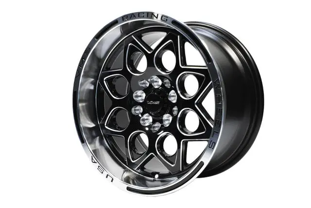 Vms Wheels Rocket 15X8 4X100/114.3 +20 Offset Polished Lip Black Milling - Vwrt006 1