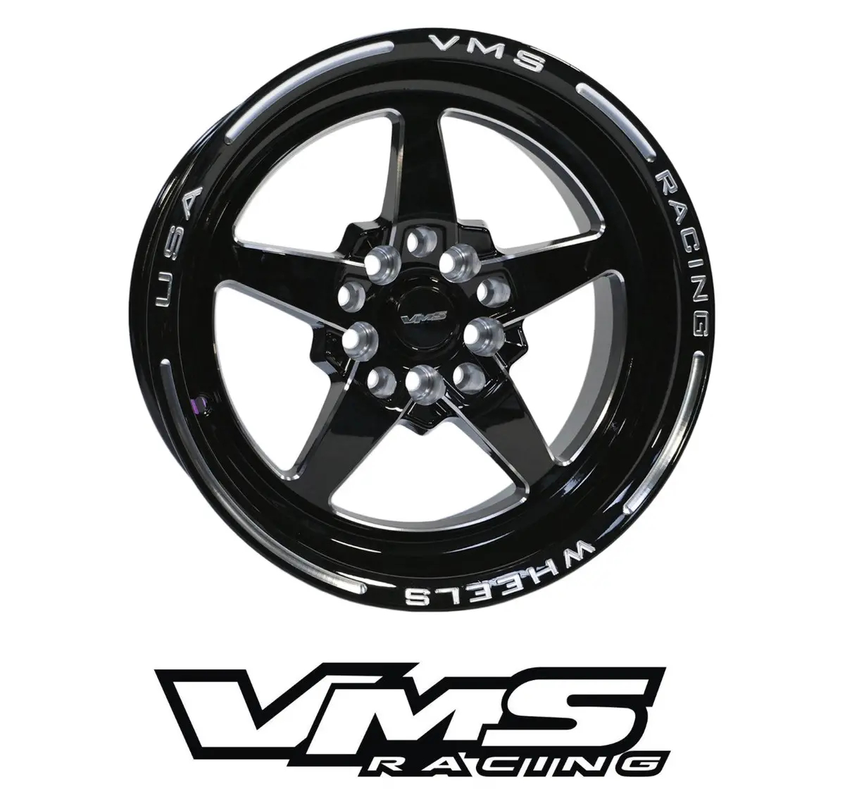 Vms Wheels Star 17X8 4X100/114.3 +35 Offset Black Milling Finish - Vwst007 1