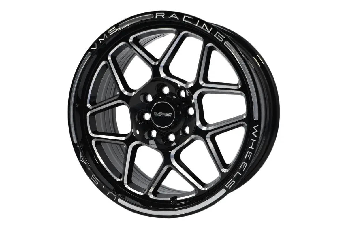 Vms Wheels Blackbird 15X7 4X100/108 +35 Offset Gloss Black Milling - Vwbb002 1