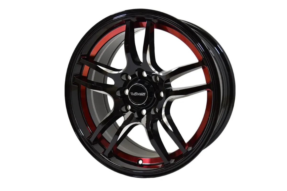 Vms Wheels Reaction 15X7 4X100/108 +35 Offset Gloss Black Milling Finish - Vwrn002 1