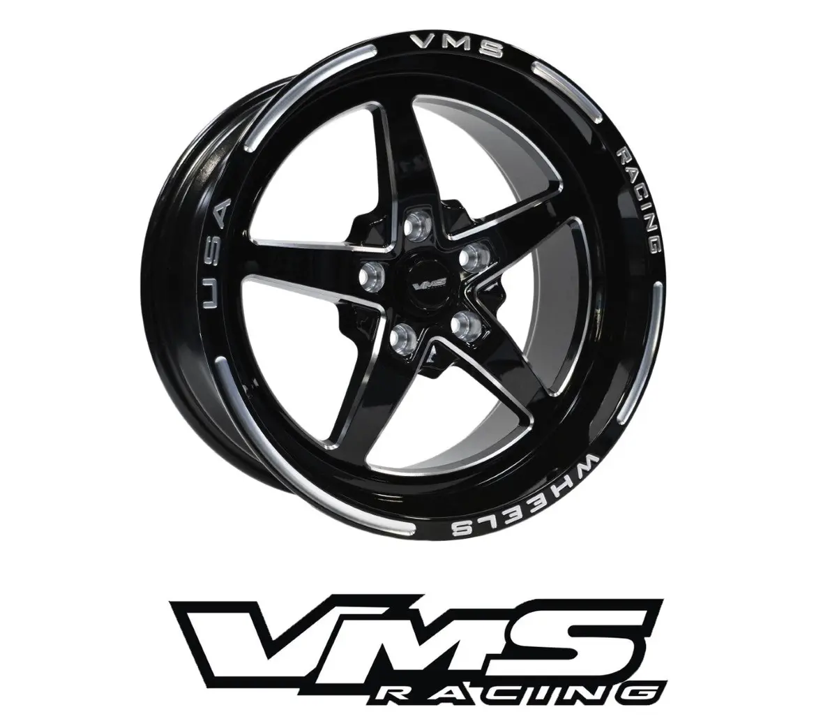 Vms Wheels Star 17X8 5X114.3 +35 Offset Black Milling Finish - Vwst009 1