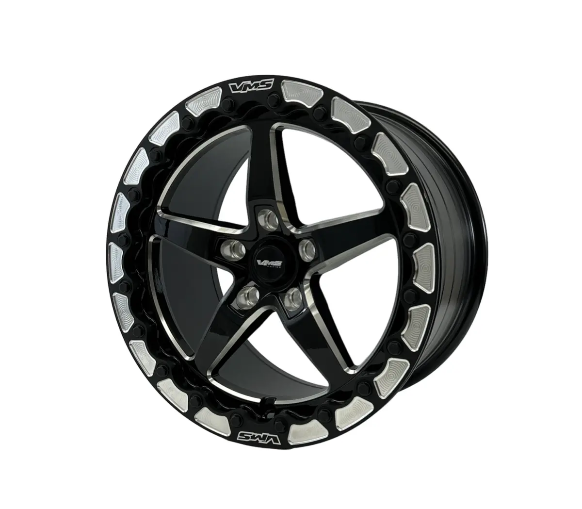 Vms Wheels Star 17X10 5X120 +44 Offset Black Milling Finish Beadlock - Vwst081 1
