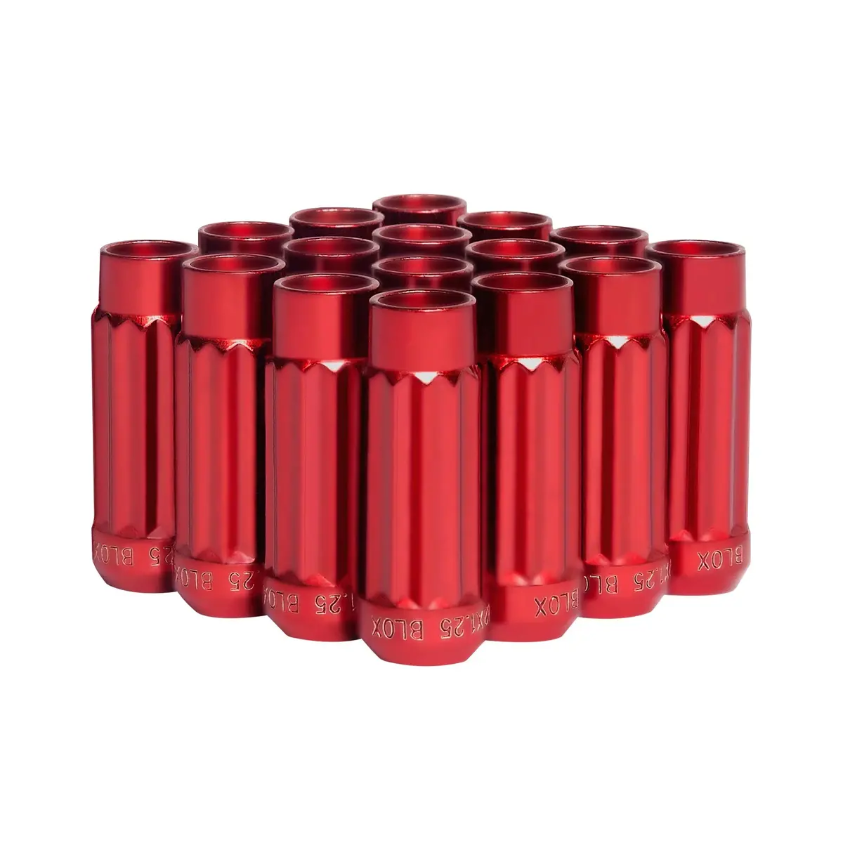 Blox Racing 12-Sided P17 Tuner Lug Nuts 12X1.25 - Red Steel - Set Of 16 - Bxac-00144-Rd 1