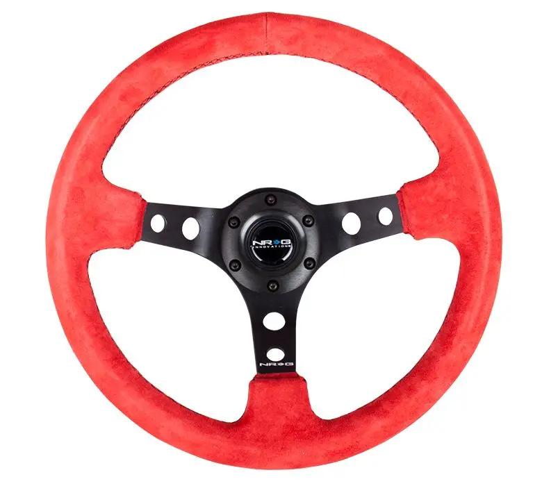 Nrg Reinforced Steering Wheel - 350Mm Sport Steering Wheel (3" Deep) - Red Suede - Rst-006S-Rr 1
