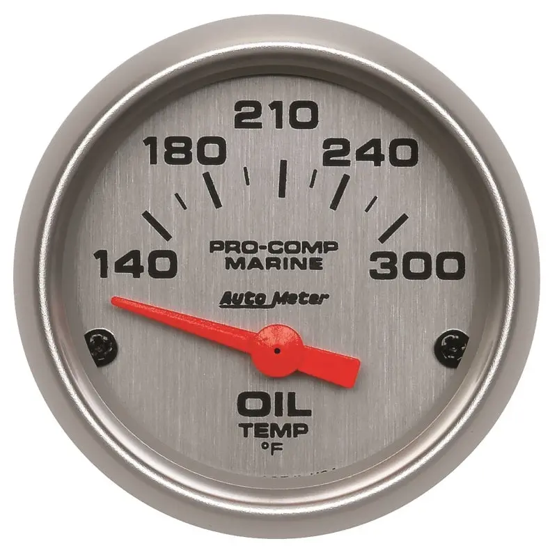 Autometer Marine Ultra-Lite Oil Temperature Gauge – 2-1/16″, 140–300°F, Electric, Silver Face 1