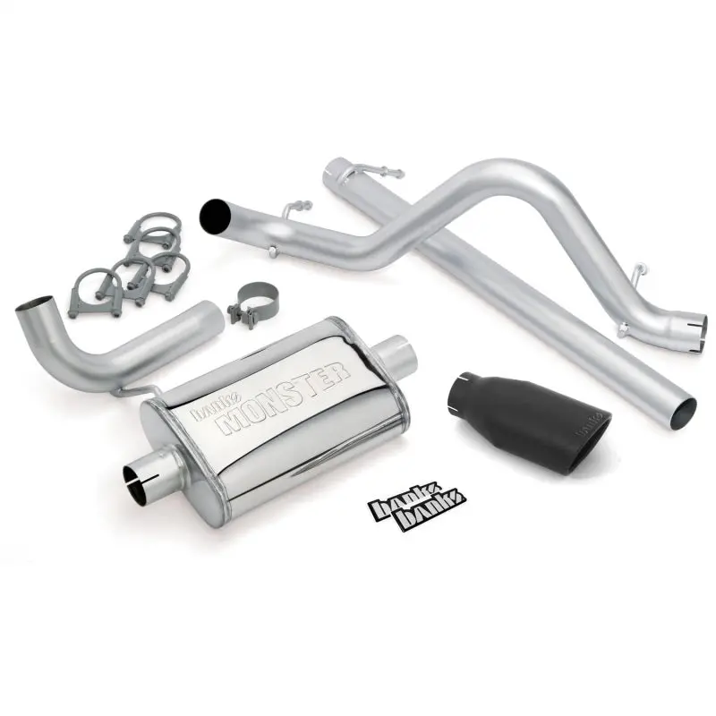 Banks Power Monster Exhaust System For 2007–2011 Jeep Wrangler 3.8L (2-Door) – Stainless Steel Single Exit With Black Tip 1
