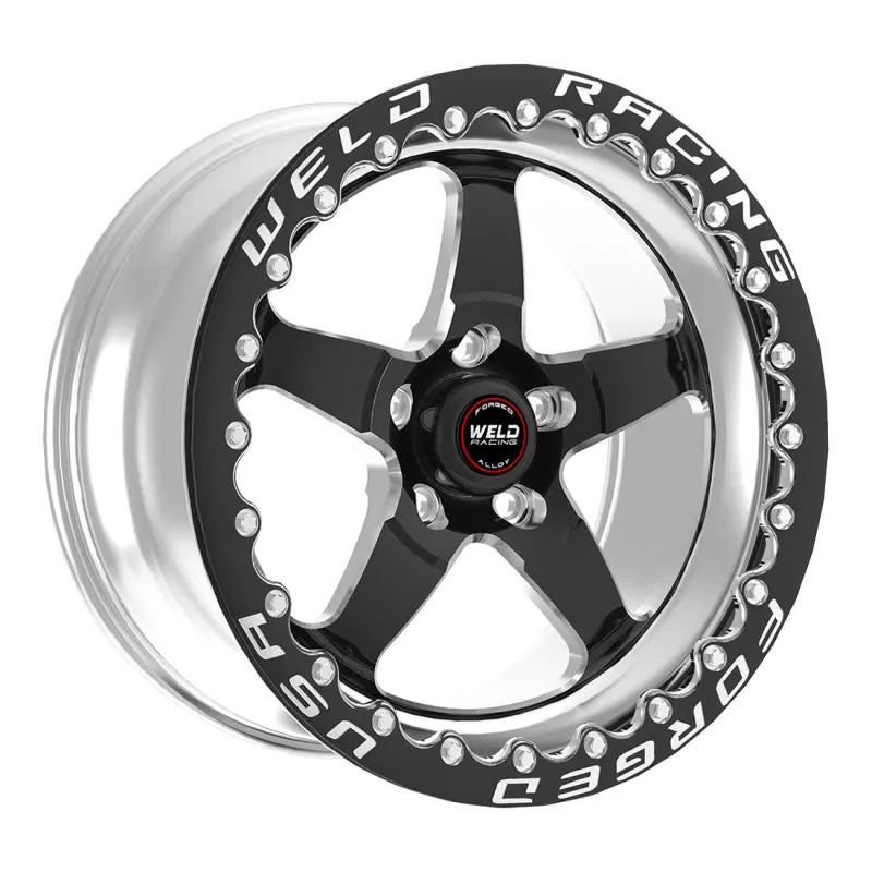 Weld S71 Beadlock Wheel – 17X10.5", 5X4.5" Bolt Pattern, 5.7" Backspace, Black Single Beadlock Mt Finish 1