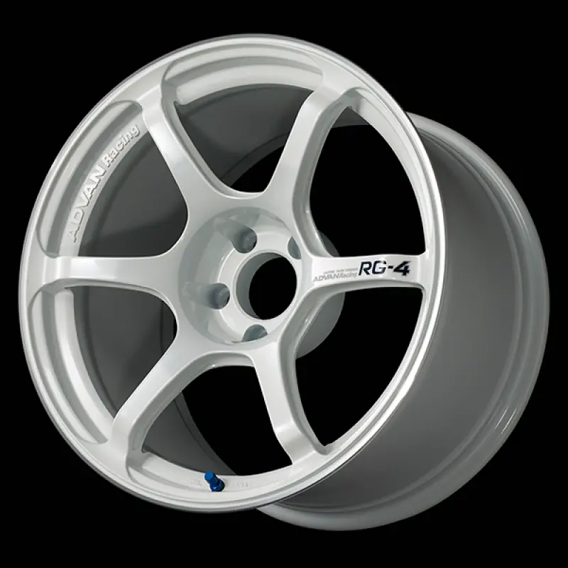 Advan Rg-4 Racing Wheel — 17X9", +45 Offset, 5X114.3 Bolt Pattern, 73Mm Hub Bore, Racing White Metallic Finish With Machined Ring 1