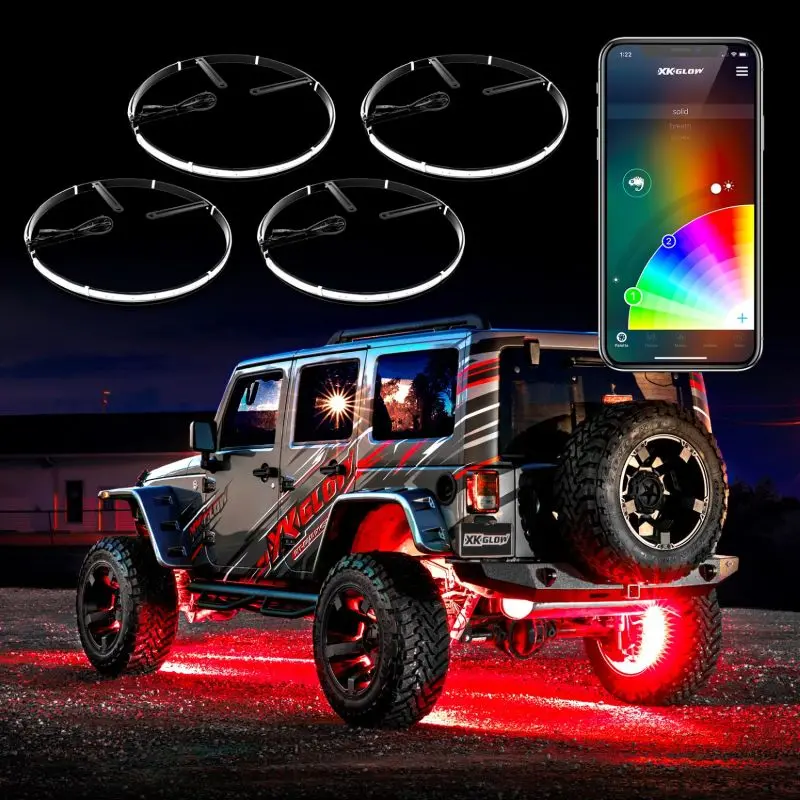 Xk Glow Wheel Ring Light Kit Xkchrome App Controlled W/ Turn Signal Function 4Pc 15In 1