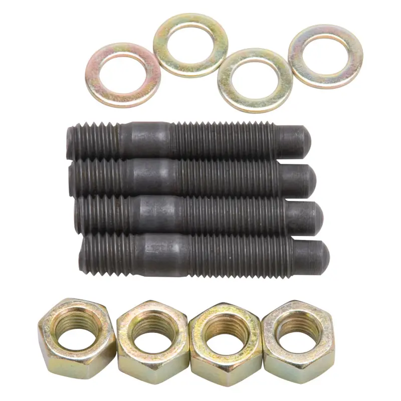 Edelbrock Carburetor Mounting Stud Kit – Bullet-Nosed, Black Oxide Finish, Gold Iridite Washers & Nuts (Set Of 4) 1