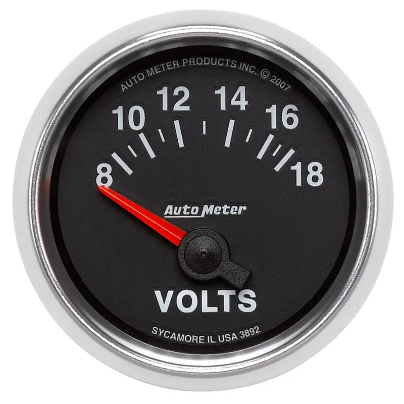 Autometer Gs 52Mm 8-18 Volts Short Sweep Electronic Voltmeter Gauge 1