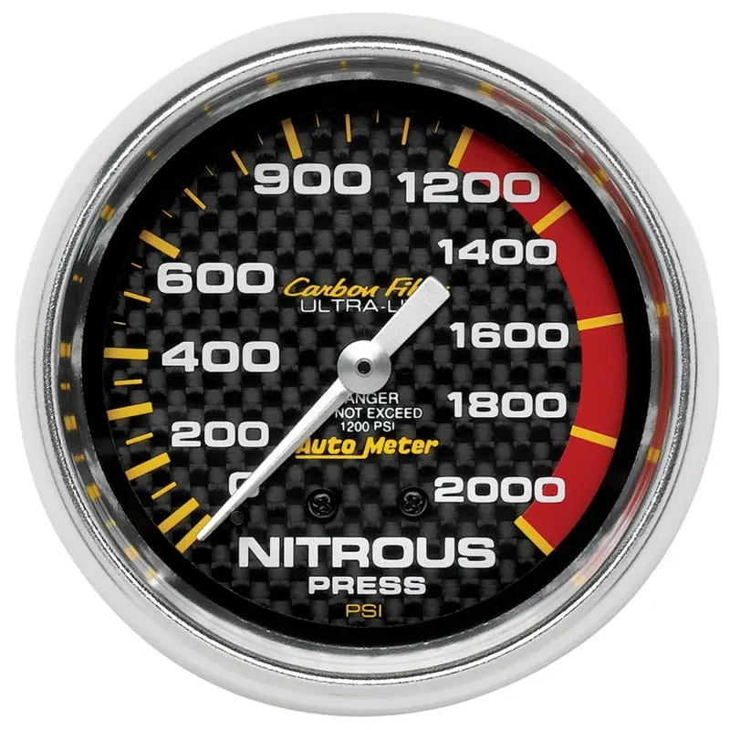 Autometer Mechanical Nitrous Pressure Gauge – 66.7Mm Carbon Fiber Housing, 0–2000 Psi Range 1