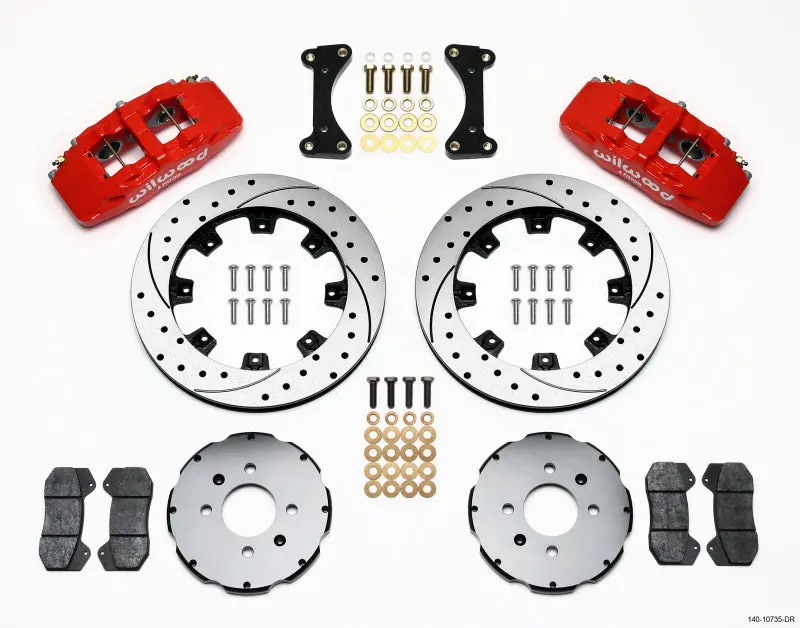 Wilwood Dynapro 6-Piston Front Hat Kit – 12.19" Drilled Rotors, Red Finish, Fits 1994–2001 Honda/Acura W/262Mm Discs 1