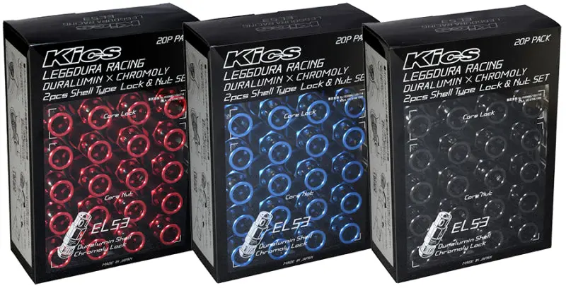 Project Kics Leggdura El53 Racing Lug Nuts – 53Mm Shell Type, 16Pcs + 4 Security Locks, M12X1.5, Red Finish 1